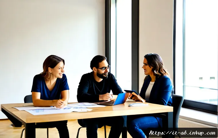 기술 스택에서의 협업 문화 조성 - Photorealistic Italian software team collaborating around a shared desk in a bright Milan coworking ...